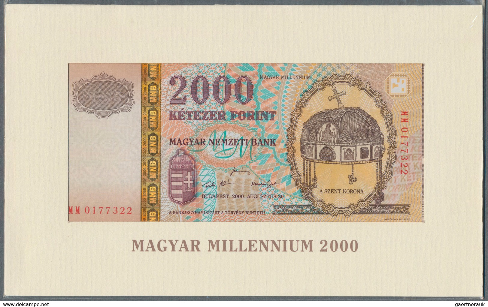 Hungary / Ungarn: Nice Set With 3 Original Folder 2000 Forint Magyar Millennium 2000, P.186 In Perfe - Hongarije