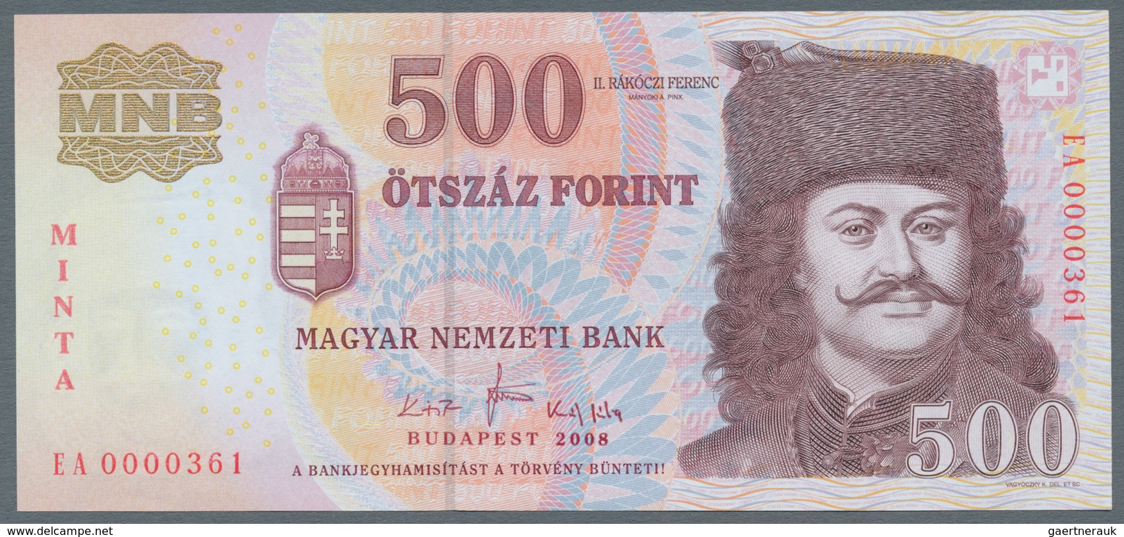 Hungary / Ungarn: Pair With 500 Forint 2008 Specimen With Overprint "MINTA And 1000 Forint 2009 Spec - Hongarije