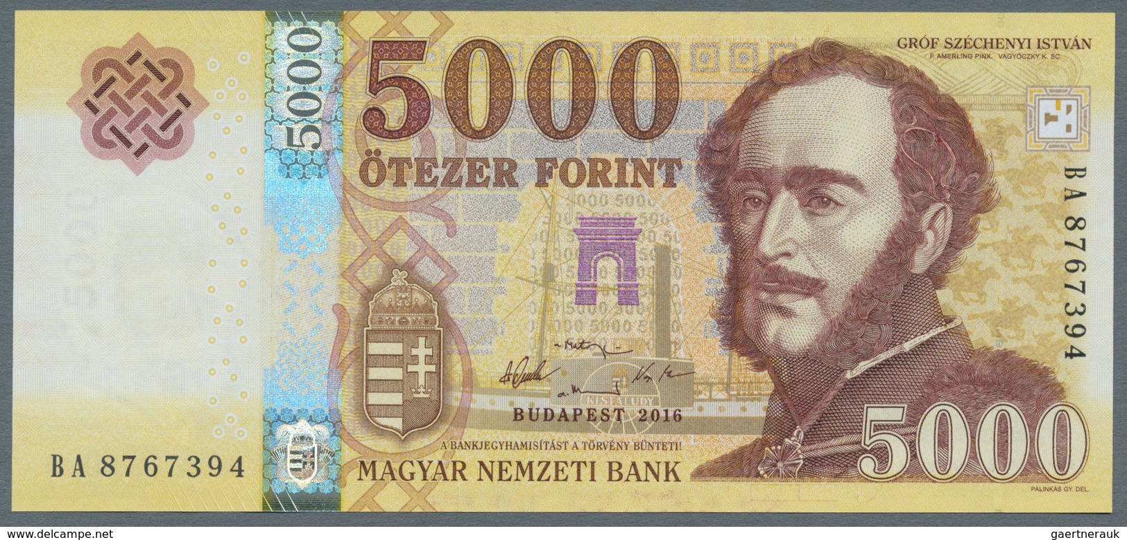 Hungary / Ungarn: Set With 3 Banknotes New Issued Series 1000 Forint 2017, 2000 Forint 2016 And 5000 - Hungría