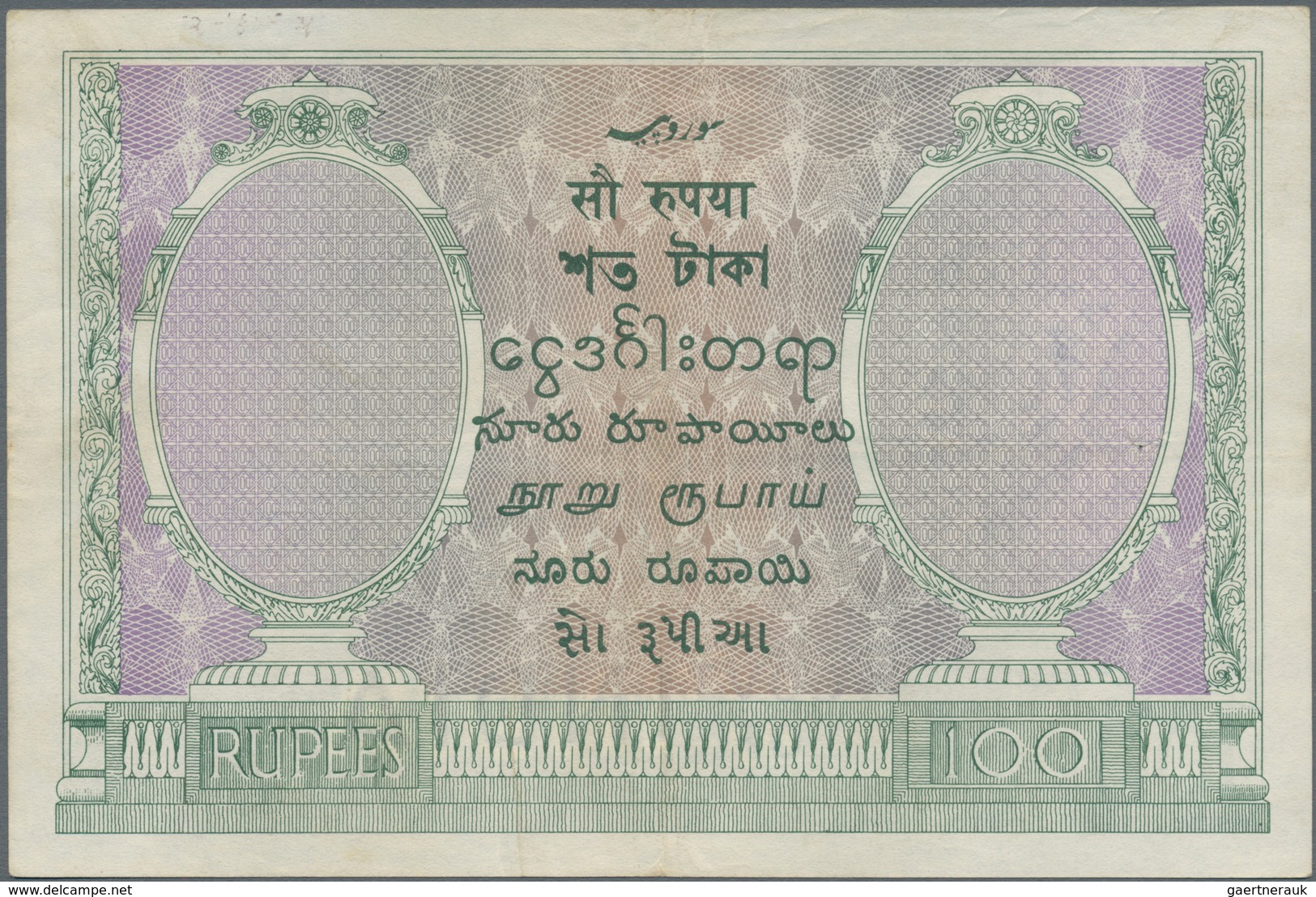 India / Indien: 100 Rupees 1930 P. 10b Issued In BOMBAY, Used With Light Vertical And Horizontal Fol - Indien