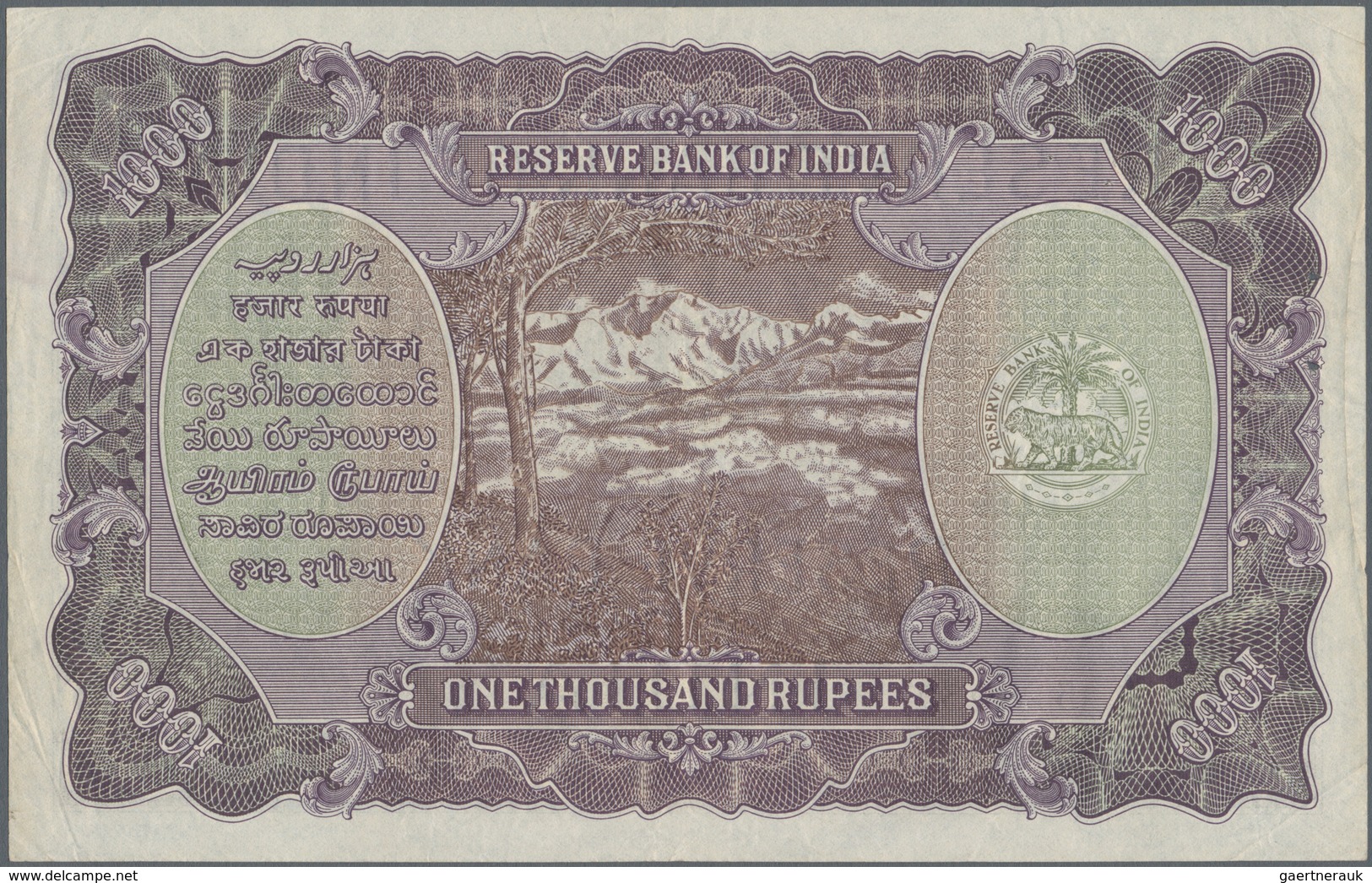 India / Indien: Rare Note Of 1000 Rupees ND(1937) P. 21b, Issue For CALCUTTA, Pinholes In Paper, Bor - India