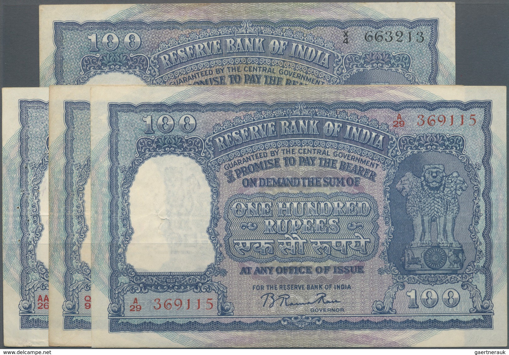 India / Indien: Set Of 4 Notes 100 Rupees ND P. 42a,b & 43a,c, All Used With Light Folds And Pinhole - Indien