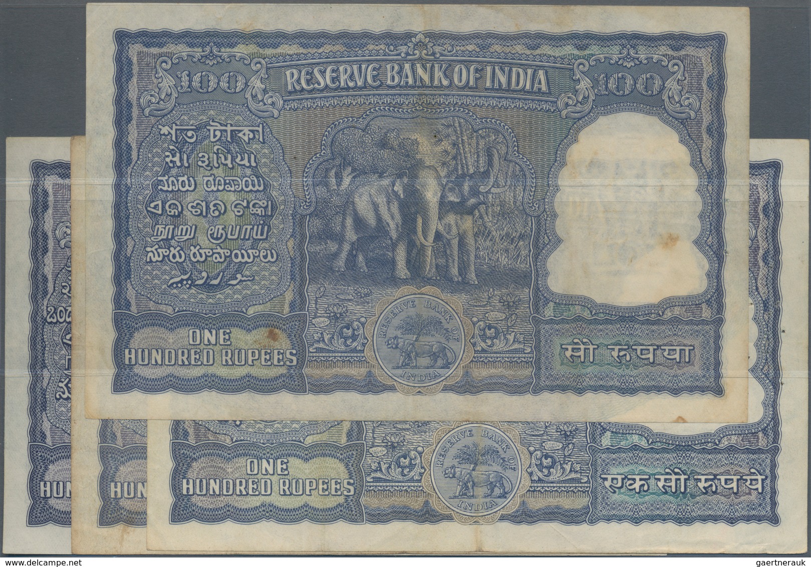 India / Indien: Set Of 4 Notes 100 Rupees ND P. 42a,b & 43a,c, All Used With Light Folds And Pinhole - India