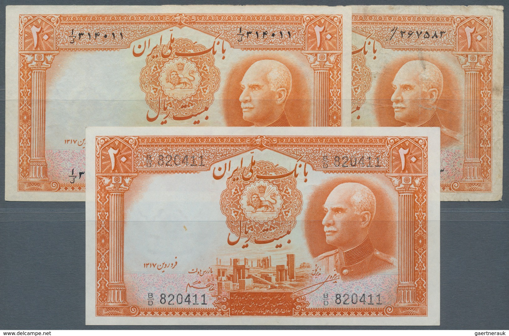 Iran: Set With 3 Banknotes 20 Rials SH1317, One With Western Serial Number In UNC And Two With Persi - Iran