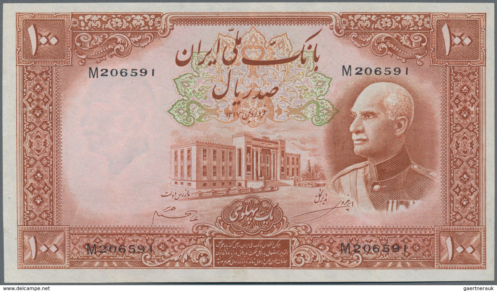 Iran: 100 Rials ND(1938) P. 36A, Pressed, Light Folds, But In Spite Of That Still Strong Paper And O - Irán