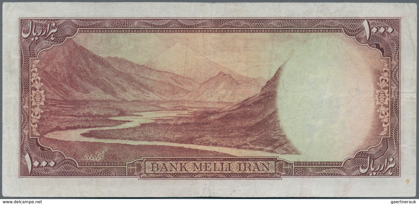 Iran: 1000 Rials ND(1951) P. 53, Used With Light Folds, Pressed, No Holes Or Tears, Still Nice Color - Irán