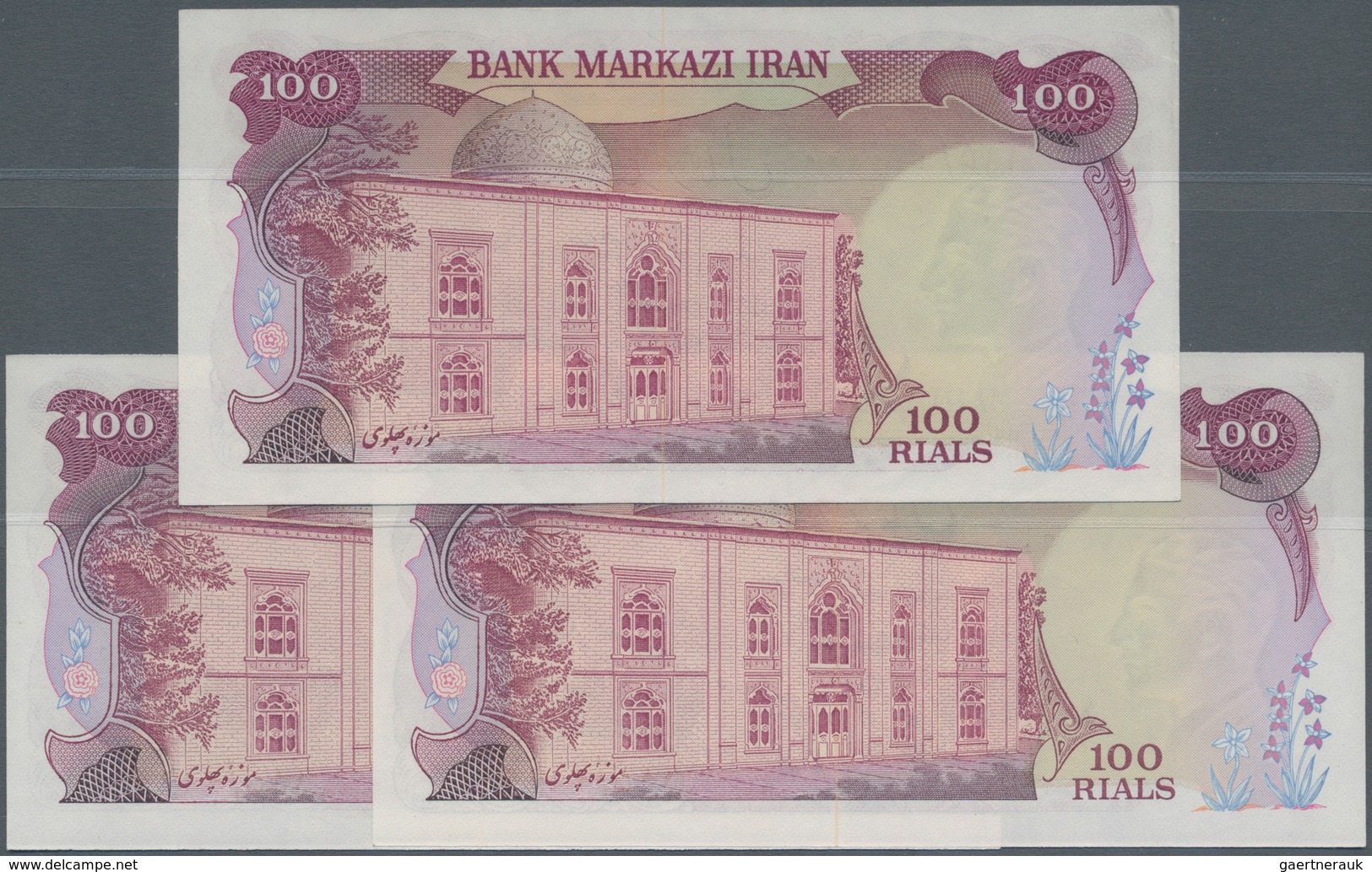 Iran: Set Of 3 Rare Banknote With Interesting Serial Numbers On 100 Rials ND P. 102b, With Serial #1 - Iran