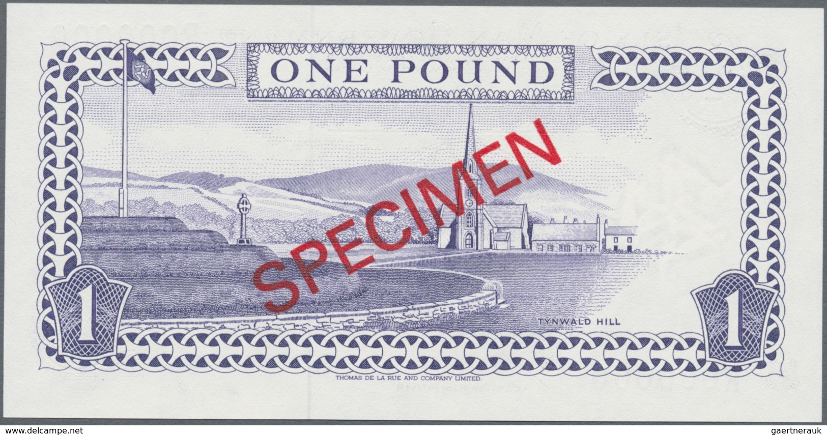 Isle Of Man: 1 Pound ND Specimen P. 40s With Zero Serial Numbers And Red Specimen Overprint In Condi - Otros & Sin Clasificación