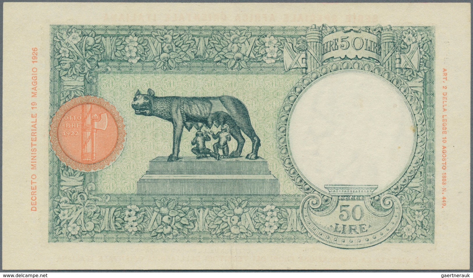 Italian East Africa / Italienisch Ost-Afrika: 50 Lire 1939 P. 1, Light Center Fold, No Holes Or Tear - Italienisch Ostafrika