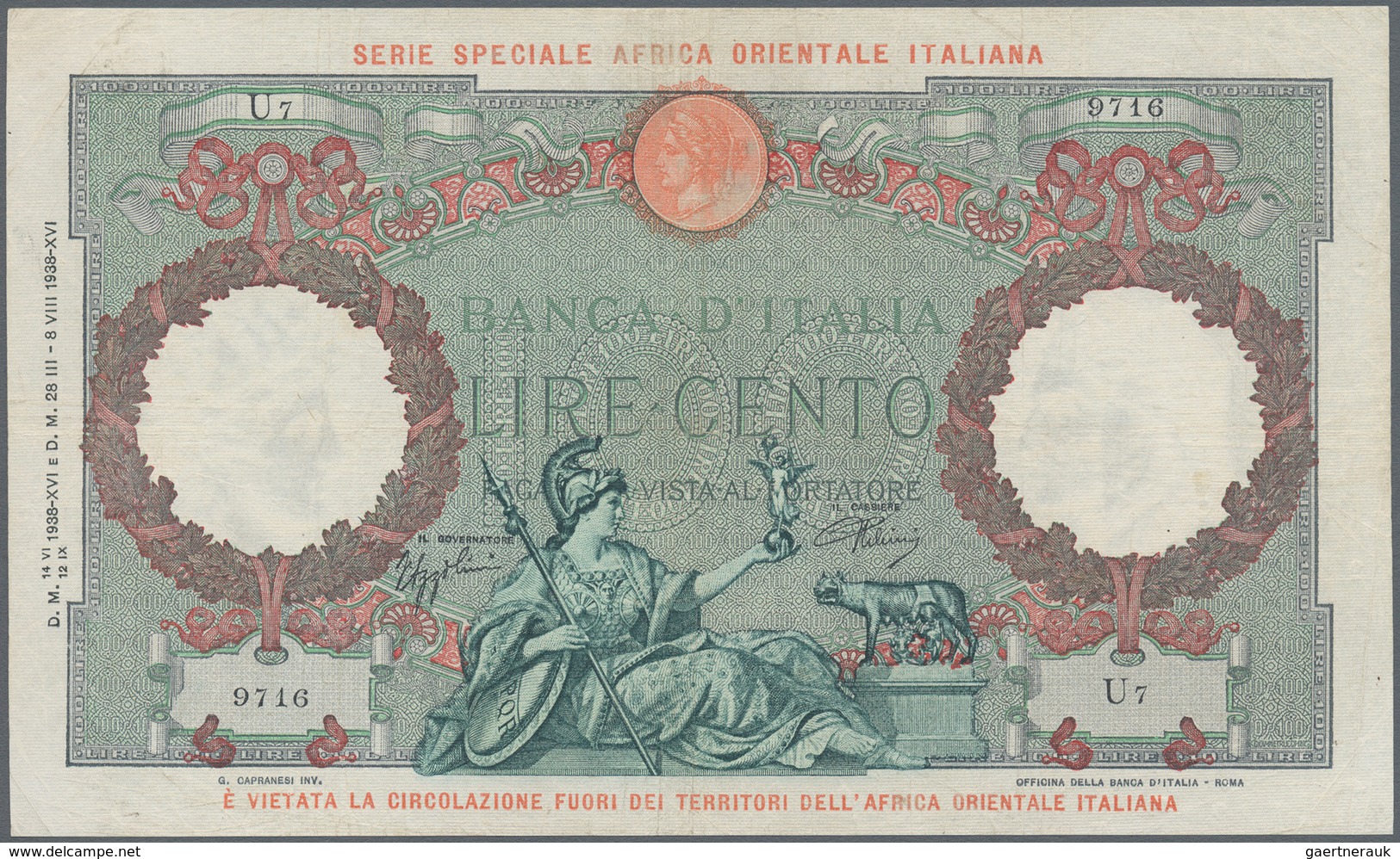 Italian East Africa / Italienisch Ost-Afrika: 100 Lire 1938 P. 2, Used With Several Folds And Crease - Italiaans Oost-Afrika