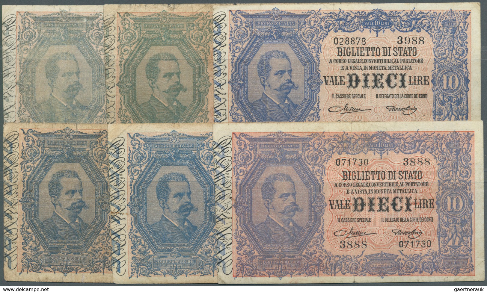 Italy / Italien: Set Of 11x 10 Lire 1888 P. 20, Block Numbers 3988, 2789, 2965, 979, 3576, 2054, 219 - Otros & Sin Clasificación