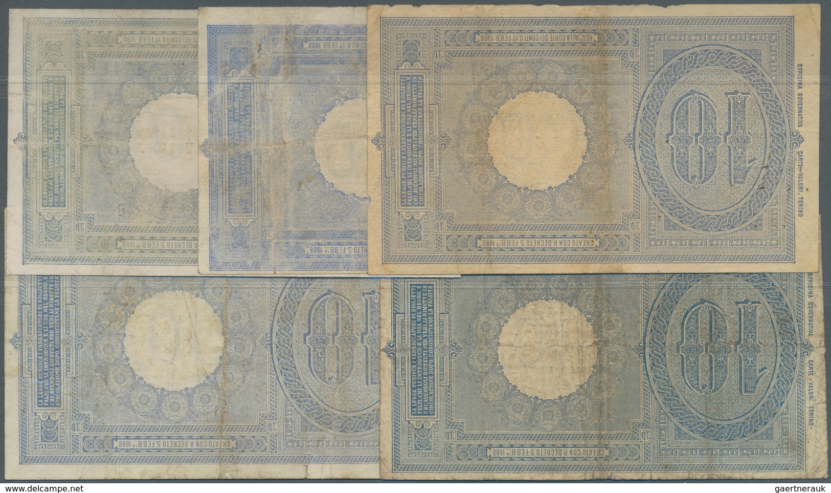 Italy / Italien: Set Of 11x 10 Lire 1888 P. 20, Block Numbers 3988, 2789, 2965, 979, 3576, 2054, 219 - Andere & Zonder Classificatie