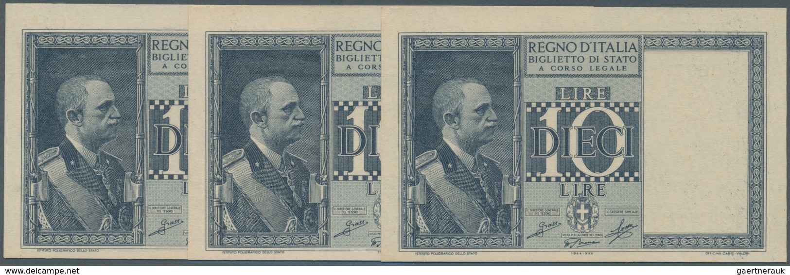 Italy / Italien: Rare Set Of 3 Consecutive Notes 10 Lire 1935 XIII P. 25a, From S/N #067901 To -903, - Andere & Zonder Classificatie