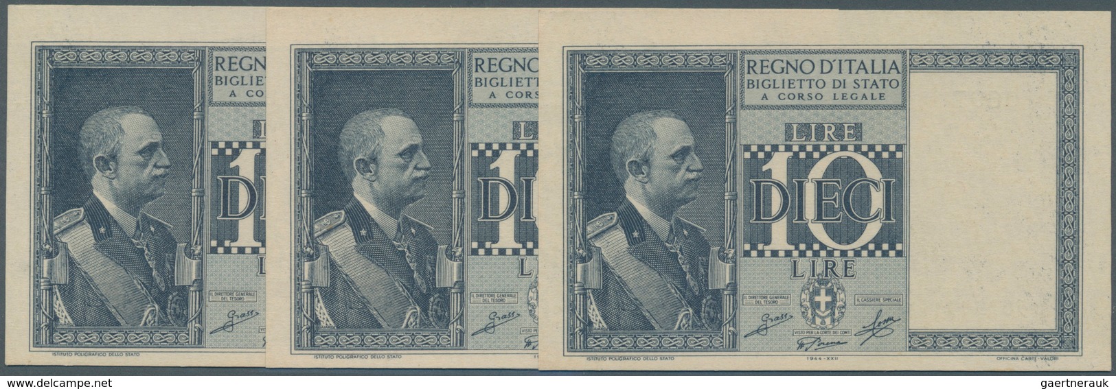 Italy / Italien: Rare Set Of 3 Consecutive Notes 10 Lire 1935 XIII P. 25a, From S/N #067901 To -903, - Otros & Sin Clasificación