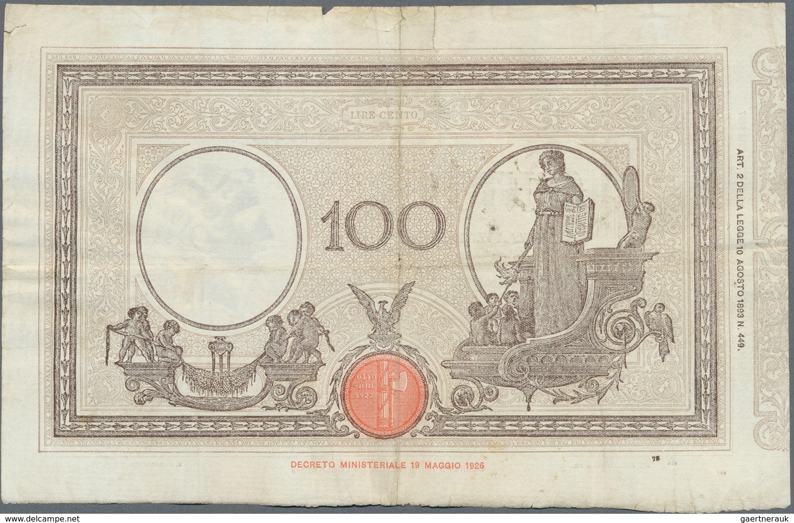 Italy / Italien: Set Of 5 Notes Containing 100 Lire 1927/29/30 P. 48, All Used With Light Folds, Pre - Andere & Zonder Classificatie