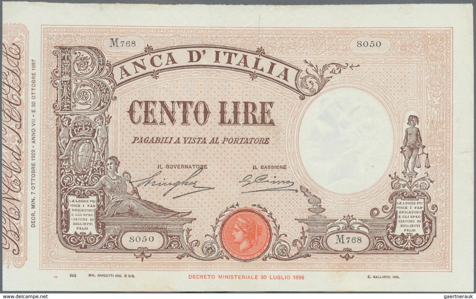 Italy / Italien: set of 5 notes containing 100 Lire 1927/29/30 P. 48, all used with light folds, pre