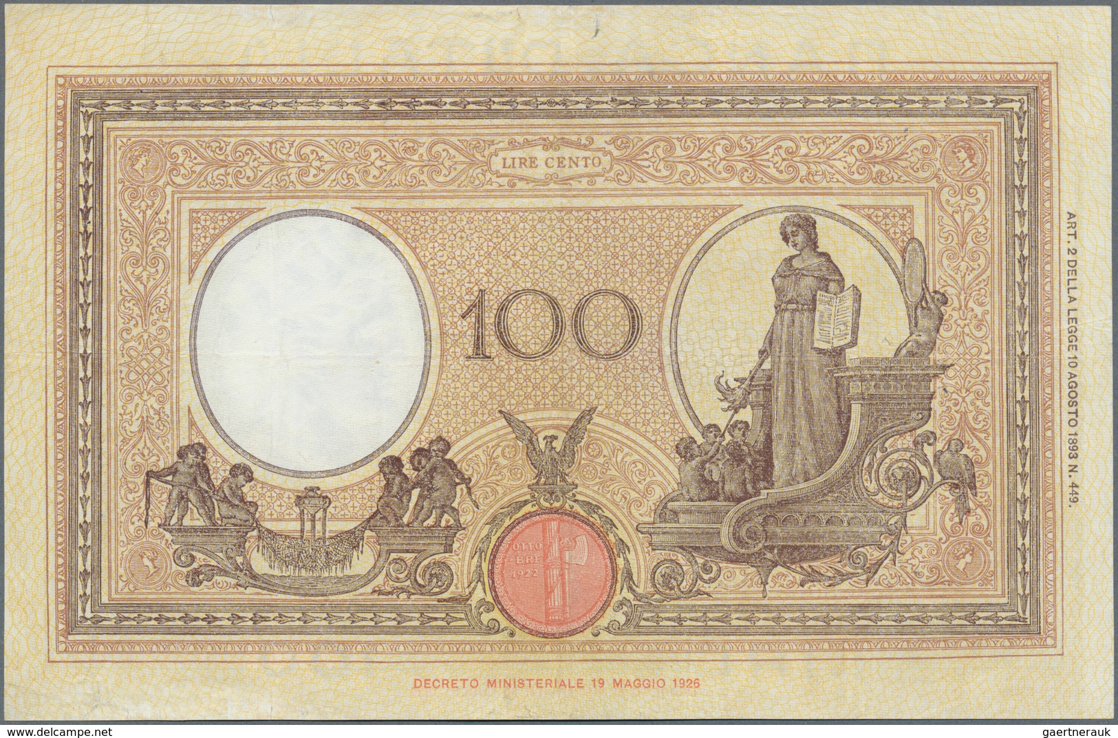 Italy / Italien: Set Of 6 Notes Of 100 Lire 1926/28/29/33/34 P. 50, All Used With Folds, Border Tear - Sonstige & Ohne Zuordnung