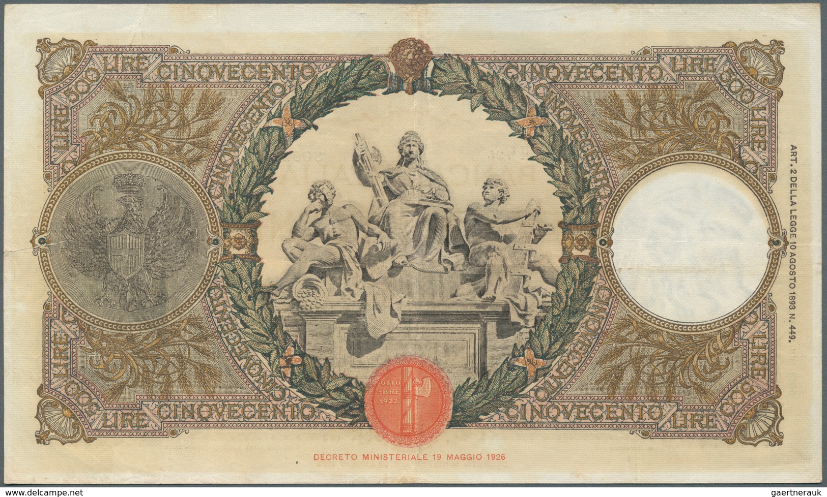Italy / Italien: 500 Lire 1935 P. 51c, Nice Original Colors Note, Crispness In Paper, Not Washed Or - Otros & Sin Clasificación