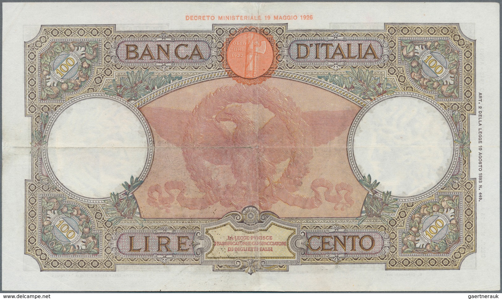 Italy / Italien: Set Of 8 Notes 100 Lire 1937/39/40/42 P. 55, All Used With Folds, Border Tears Poss - Otros & Sin Clasificación