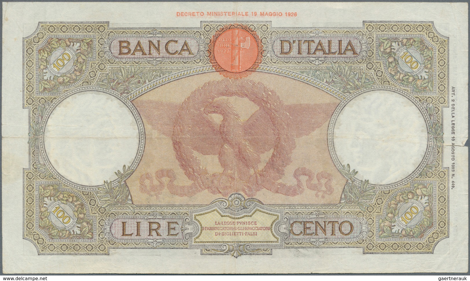 Italy / Italien: Set Of 8 Notes 100 Lire 1937/39/40/42 P. 55, All Used With Folds, Border Tears Poss - Otros & Sin Clasificación