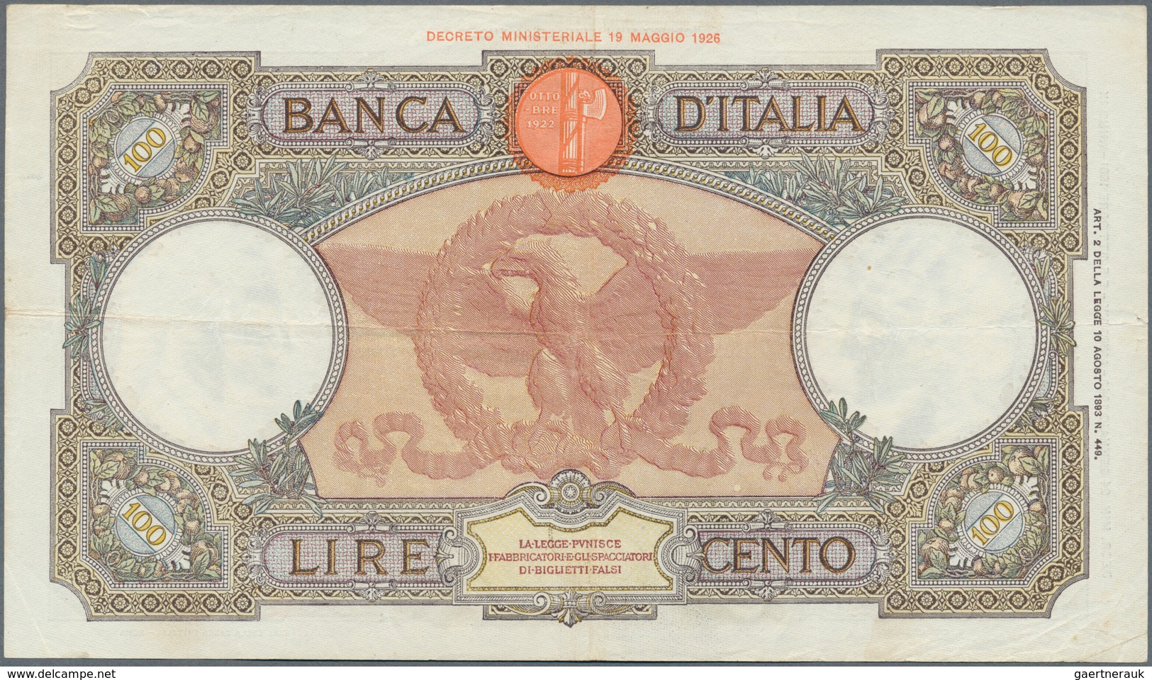 Italy / Italien: set of 8 notes 100 Lire 1937/39/40/42 P. 55, all used with folds, border tears poss