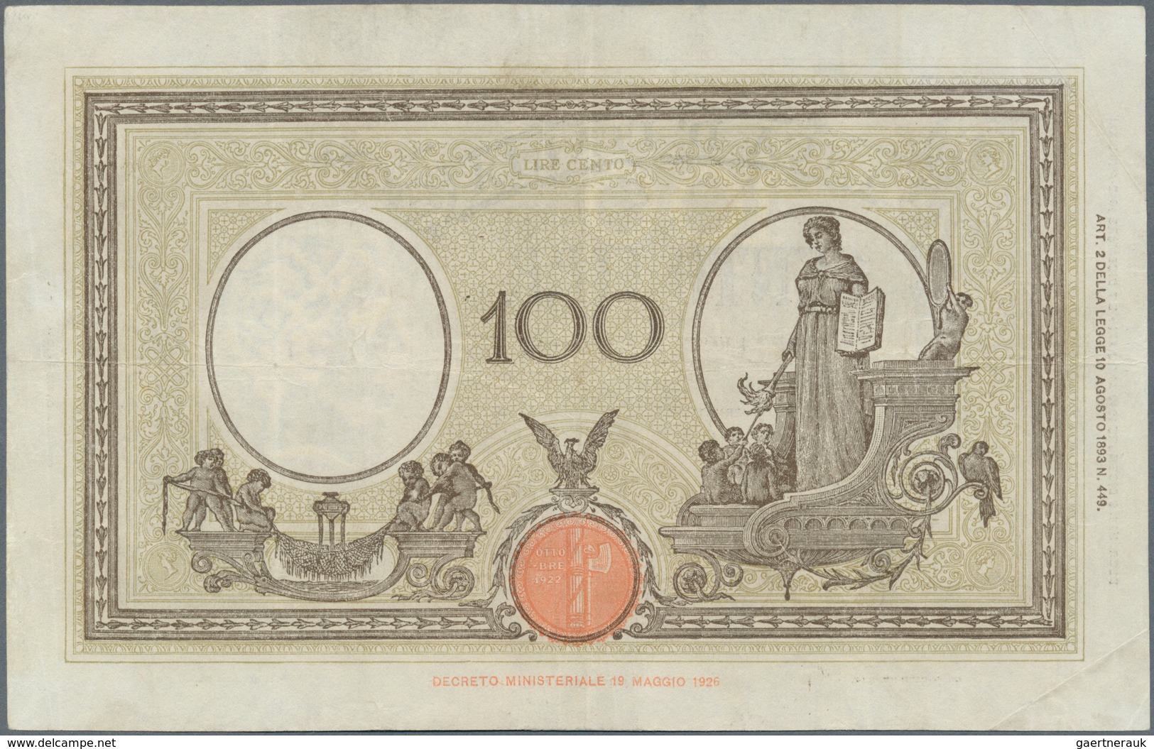 Italy / Italien: Set Of 5 Notes 100 Lire 1942/43 P. 59, All Notes In Similar Condition With Light Fo - Otros & Sin Clasificación