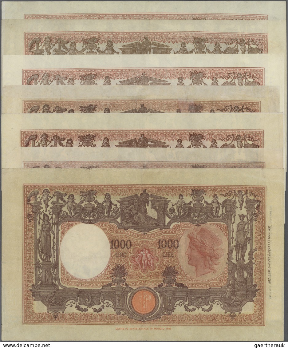 Italy / Italien: Set Of 7 Notes 1000 Lire 1942/43/47 P. 62, 72, 81, All Used With Folds, Probably Pr - Andere & Zonder Classificatie