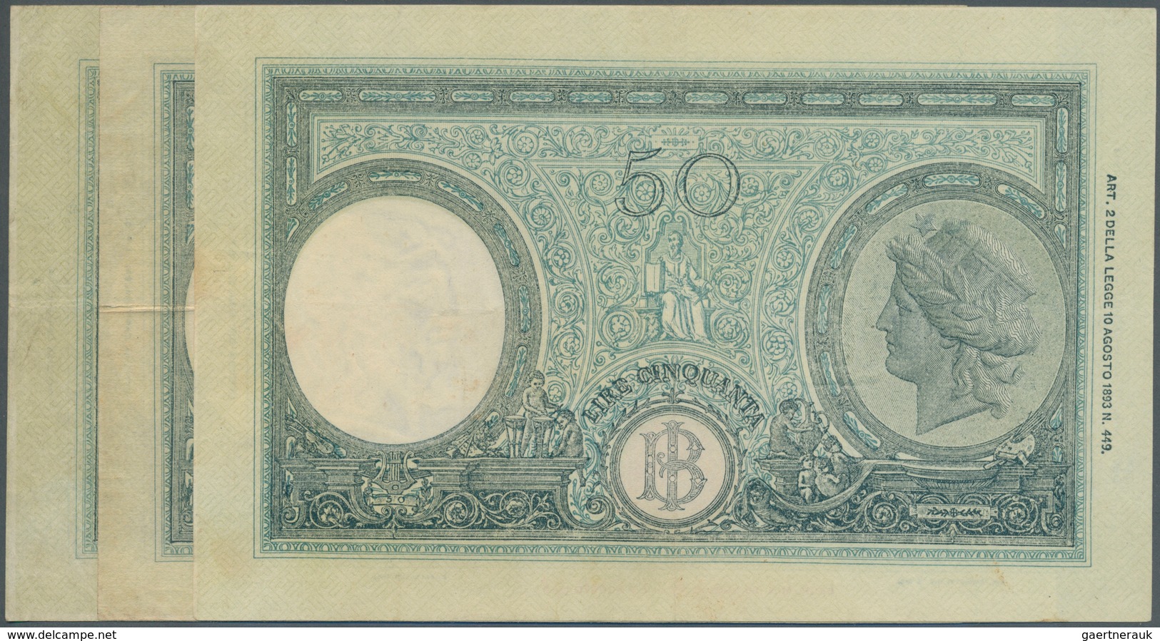 Italy / Italien: Set Of 3 Notes 50 Lire 1943 P. 64, All In Similar Conditoin, Used With Folds, But S - Sonstige & Ohne Zuordnung