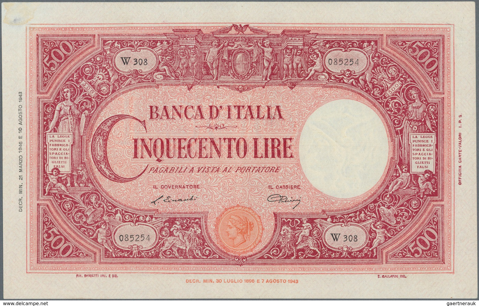 Italy / Italien: set 4 notes 500 Lire 1943/44/46 P. 70, all in similar condition with folds in paper