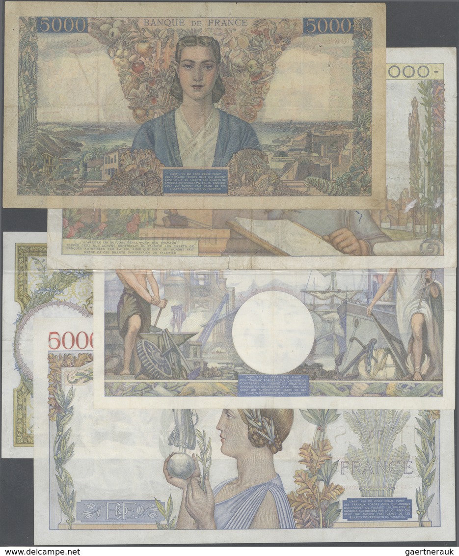 France / Frankreich: Set Of 5 Notes Containing 50 Francs 1933 P. 80 (pressed F), 1000 Francs 1940 P. - Otros & Sin Clasificación