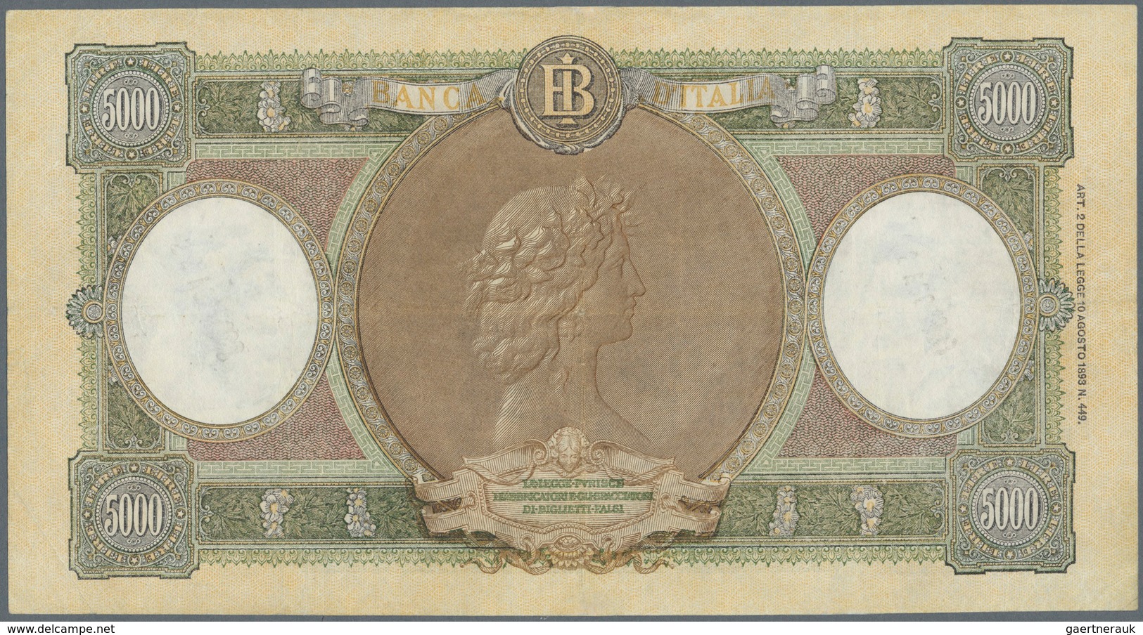 Italy / Italien: Set Of 2 Notes 5000 Lire 1961 P. 85d, Both Used With Folds And Pressed But Still Wi - Sonstige & Ohne Zuordnung