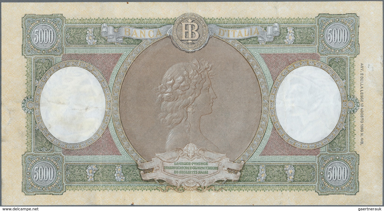 Italy / Italien: Set Of 2 Notes 5000 Lire 1961 P. 85d, Both Used With Folds And Pressed But Still Wi - Sonstige & Ohne Zuordnung