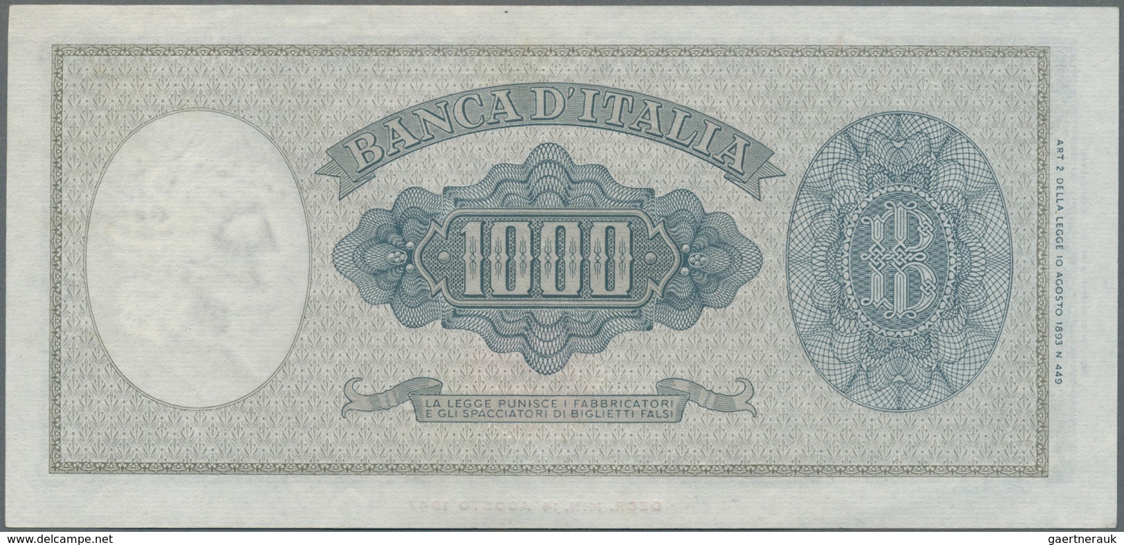 Italy / Italien: 1000 Lire 1961 P. 83, Crisp Original Paper, Not Washed Or Pressed, No Holes Or Tear - Andere & Zonder Classificatie