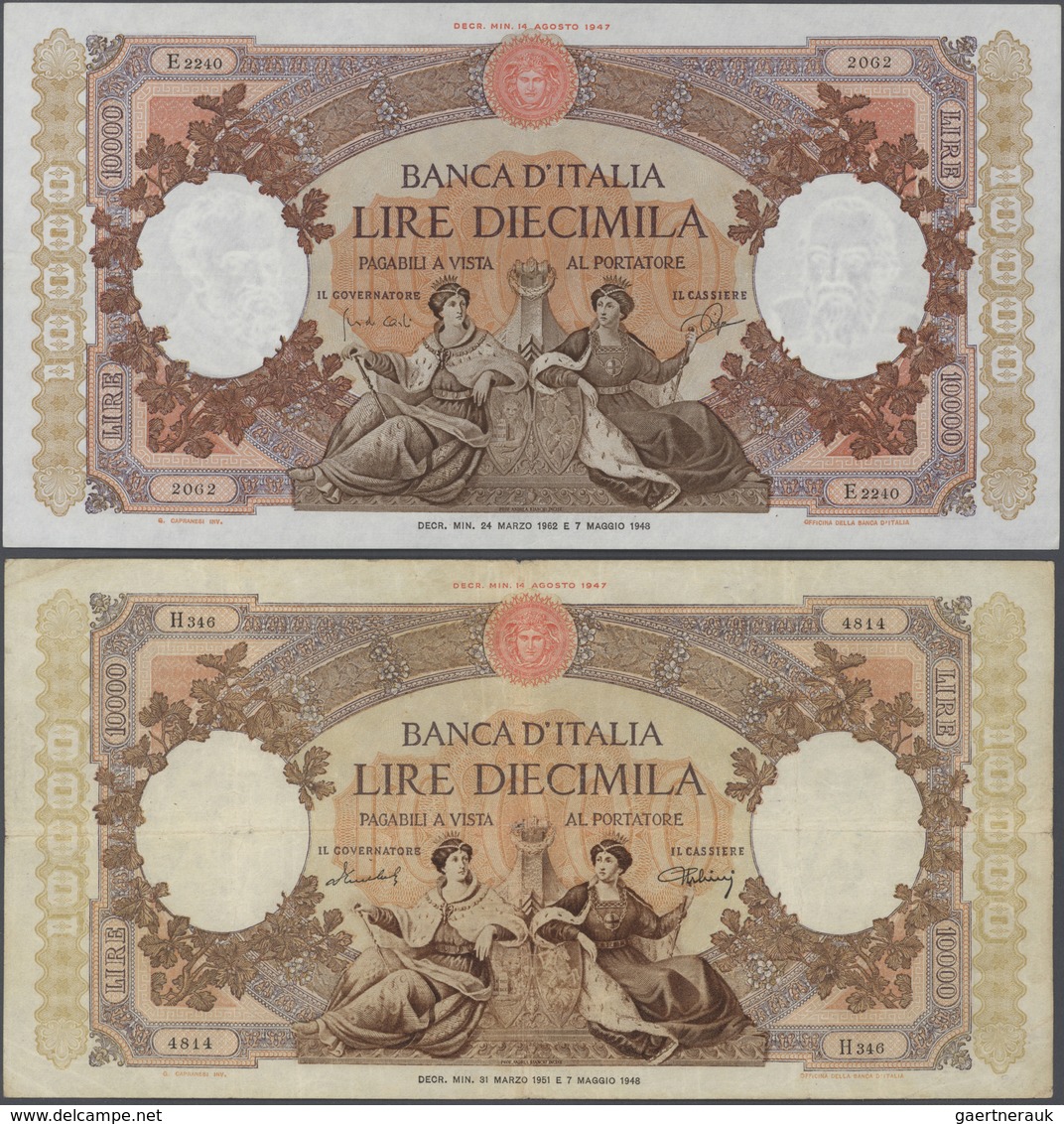 Italy / Italien: Set Of 2 Notes 10.000 Lire 1951 And 1962 P. 89b, 89d, One In Condition F And One In - Sonstige & Ohne Zuordnung