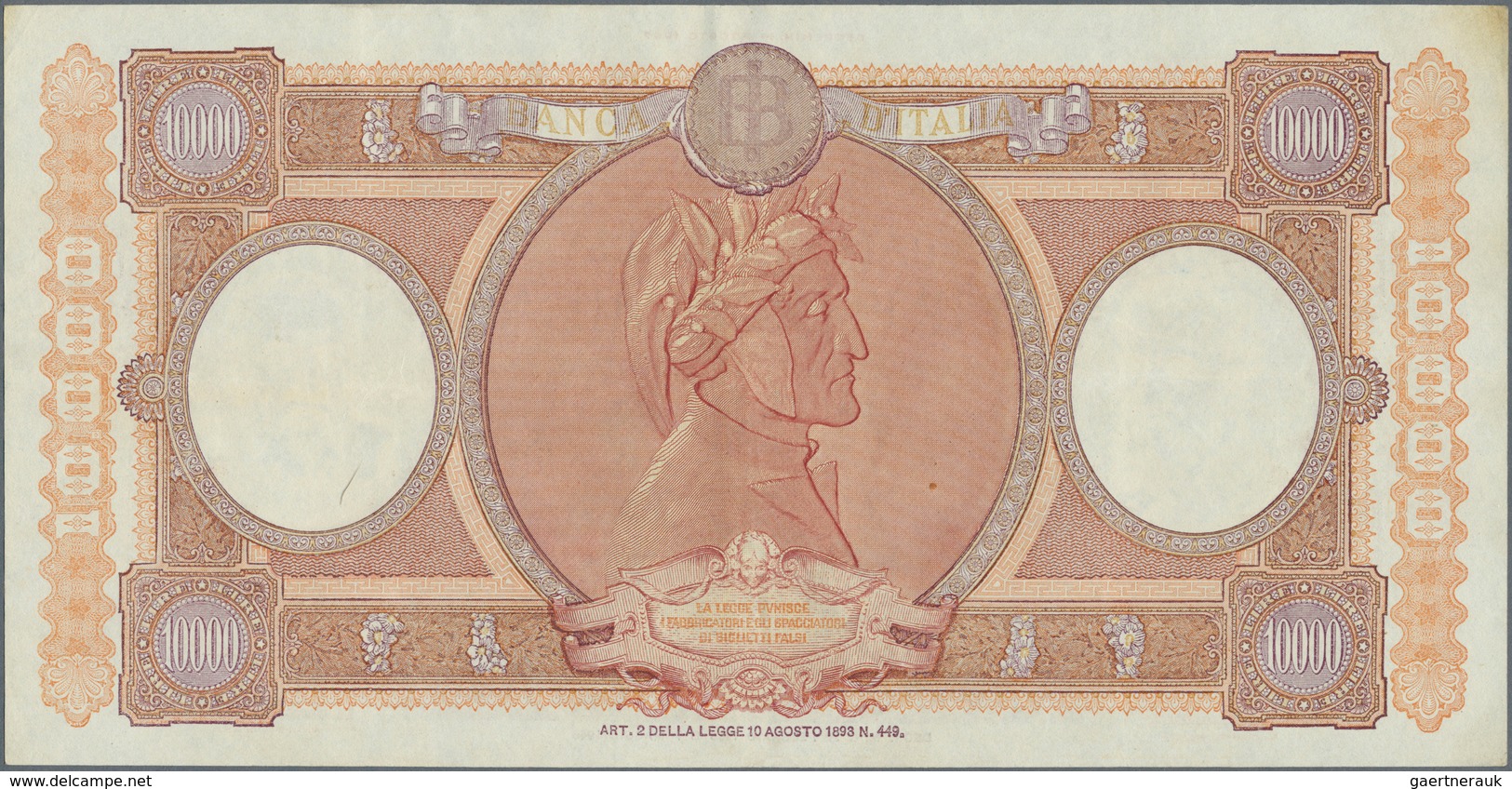 Italy / Italien: 10.000 Lire 1958 P. 89c, Large Size Note With Beautiful Design, Pressed But Still S - Sonstige & Ohne Zuordnung