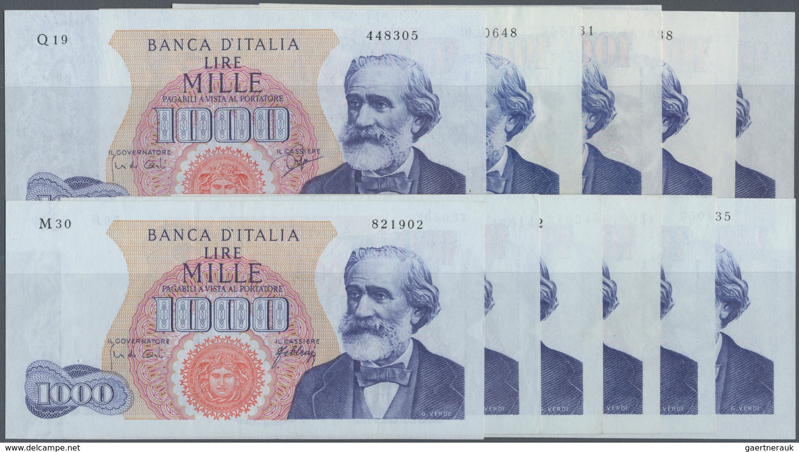 Italy / Italien: Set Of 11 Pcs 1000 Lire "Verdi" 1962/63/64/65/66/68 P. 96, All Notes Pressed But St - Sonstige & Ohne Zuordnung