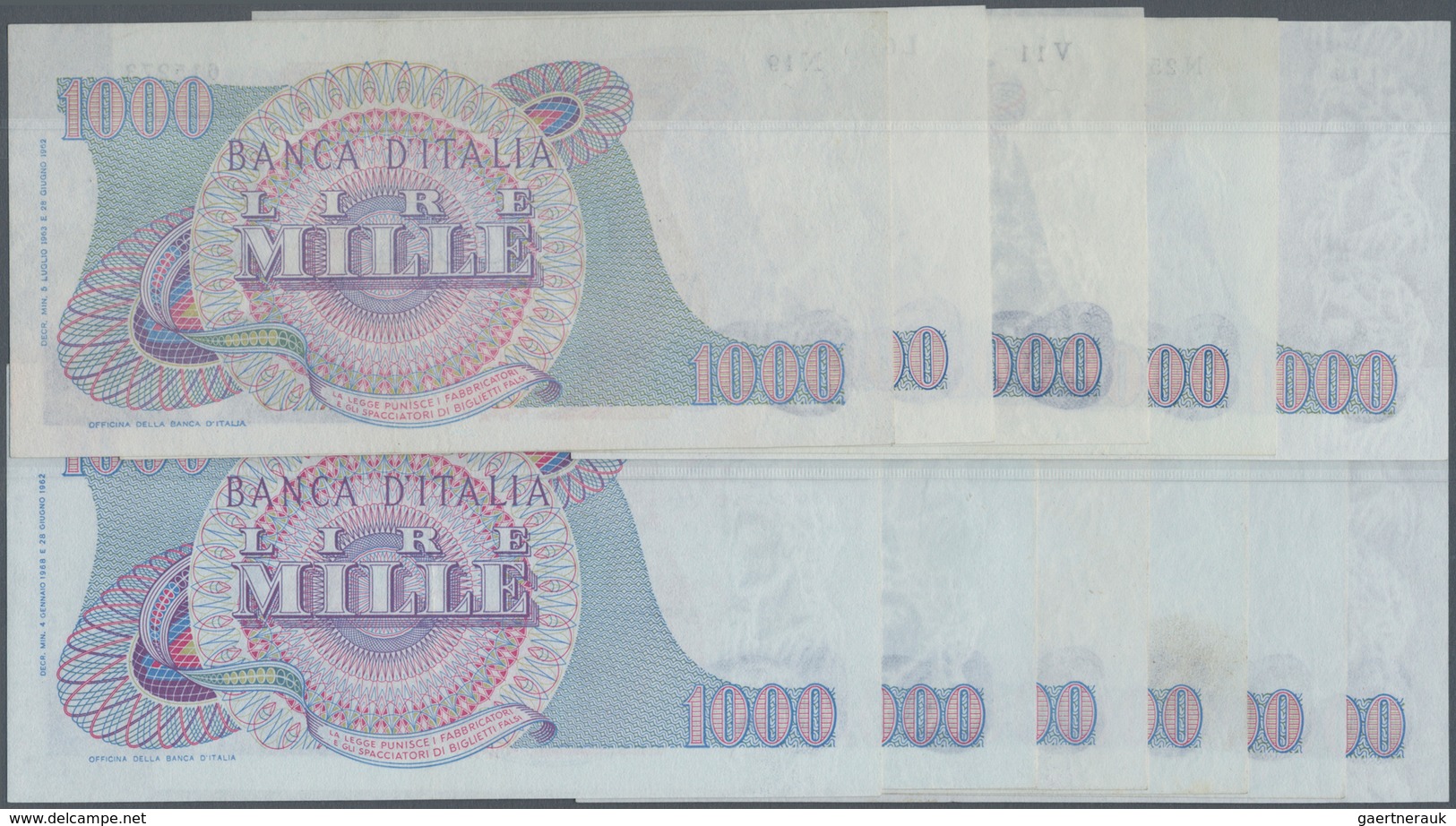 Italy / Italien: Set Of 11 Pcs 1000 Lire "Verdi" 1962/63/64/65/66/68 P. 96, All Notes Pressed But St - Sonstige & Ohne Zuordnung