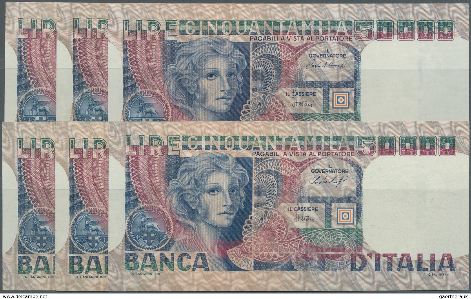Italy / Italien: Set Of 6 Notes 50.000 Lire 1976-84 P. 107, All Notes In Similar Condition With Only - Andere & Zonder Classificatie