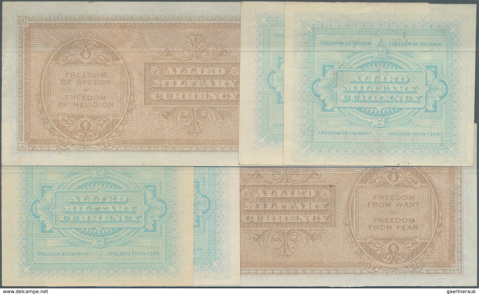 Italy / Italien: Set Of 6 Notes Allied Military Currency Italy Containing 1, 2, 5 10, 50 & 100 Lire - Andere & Zonder Classificatie