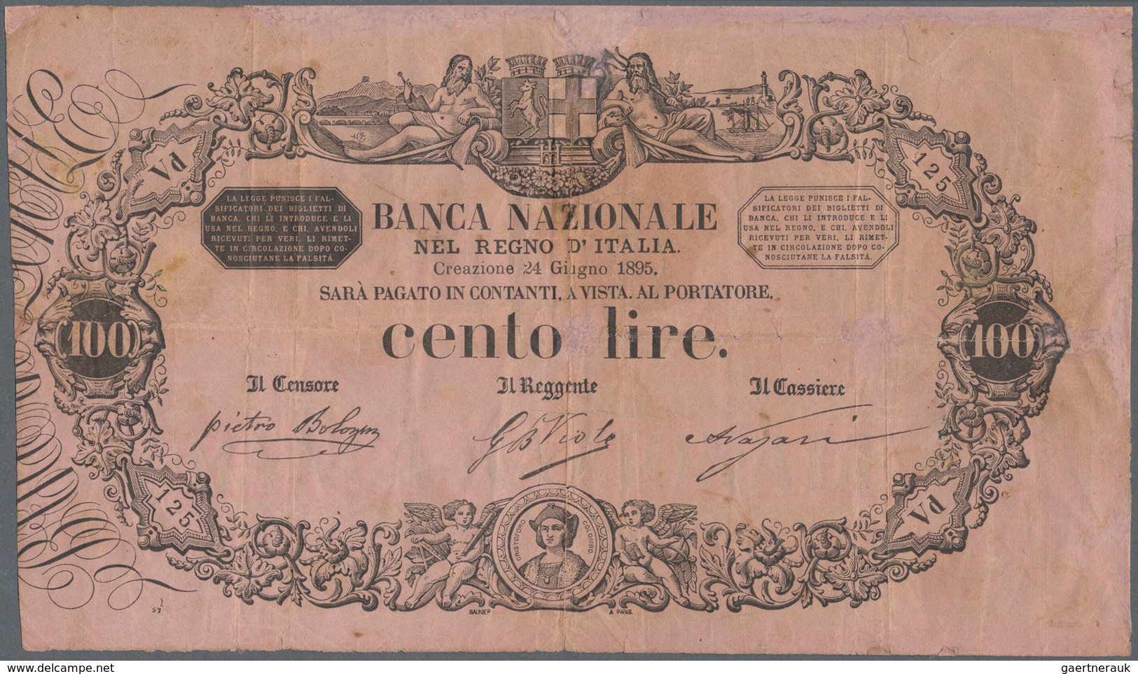 Italy / Italien: Banca Nazionale Nel Regno D'Italia 100 Lire 1895, P.S742, Repaired And Restored Par - Andere & Zonder Classificatie