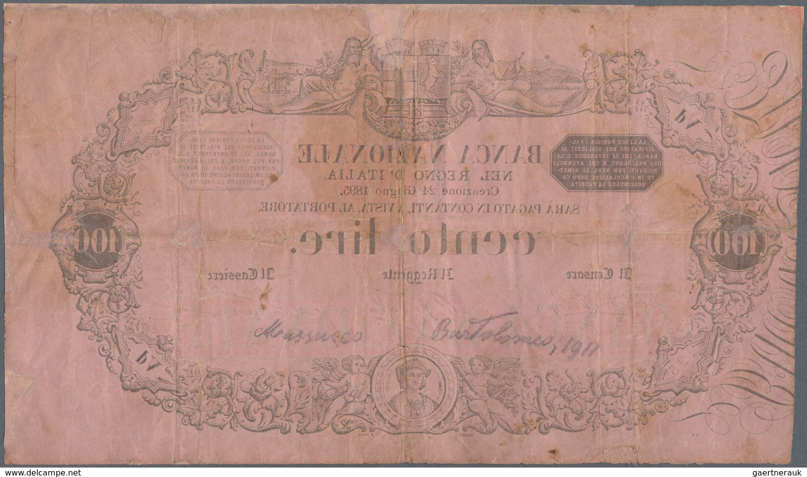Italy / Italien: Banca Nazionale Nel Regno D'Italia 100 Lire 1895, P.S742, Repaired And Restored Par - Sonstige & Ohne Zuordnung