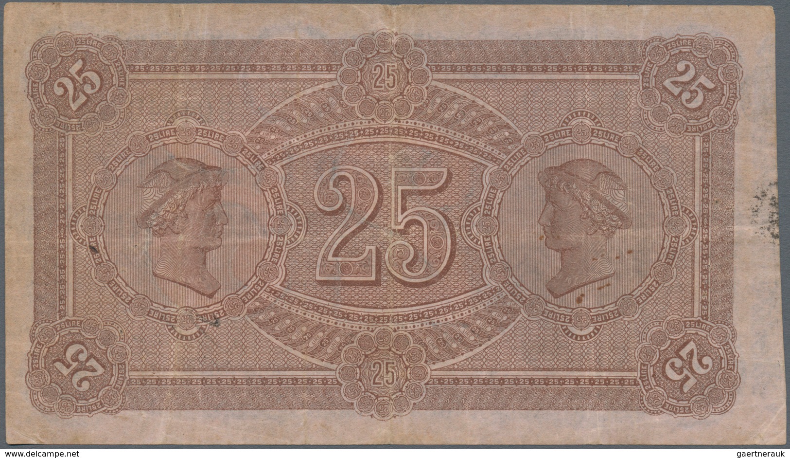 Italy / Italien: Banco Di Napoli 25 Lire 1883 P. S843, Rare Note With Vertical And Horizontal Folds, - Andere & Zonder Classificatie