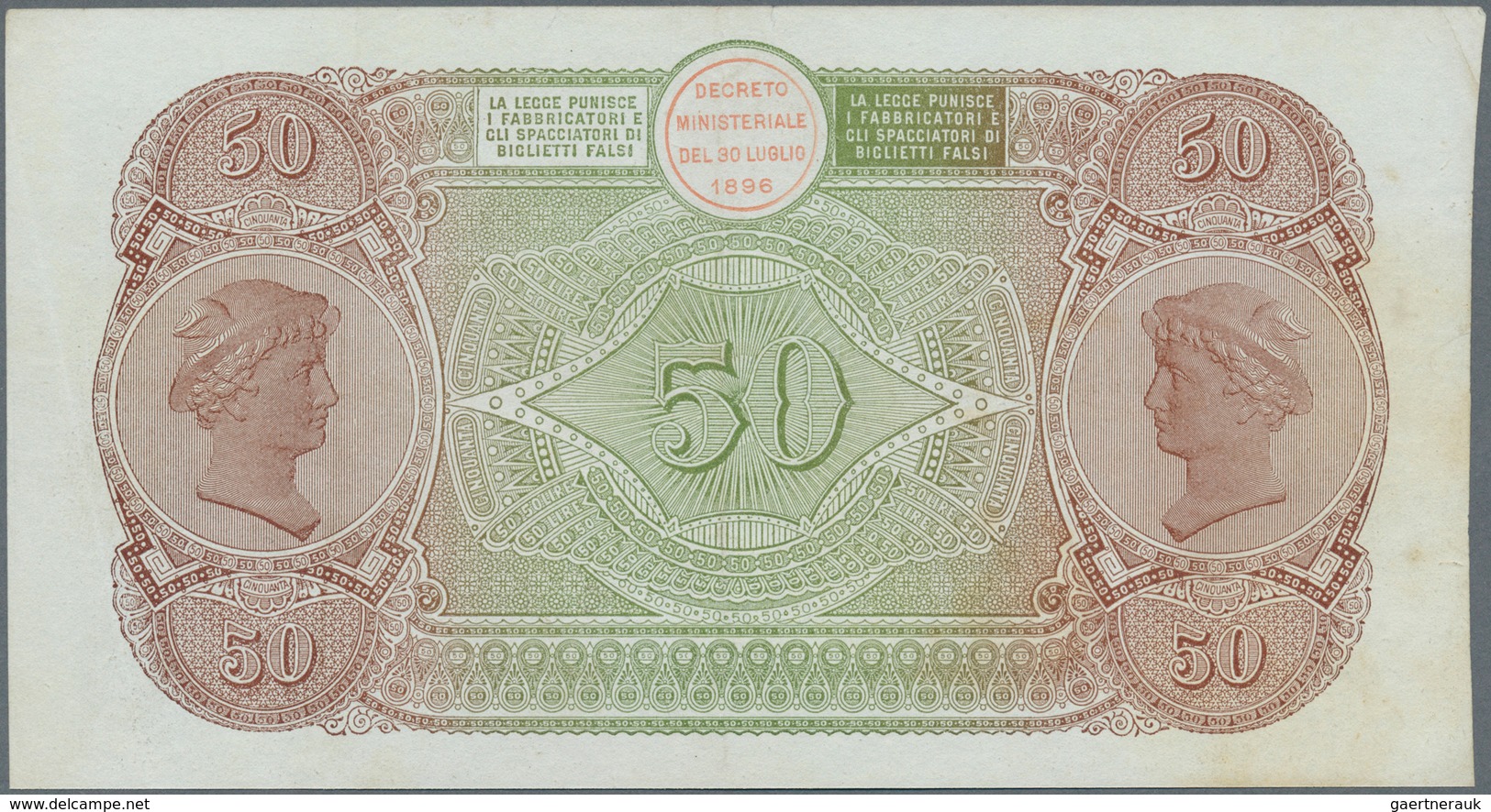 Italy / Italien: Banco Di Napoli 50 Lire 1893 P. S846, Seldom Offered Note, In Exceptional Condition - Andere & Zonder Classificatie