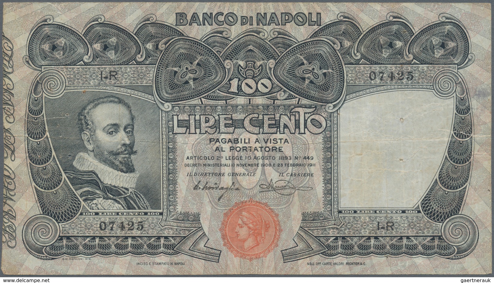 Italy / Italien: Set Of 3 Pcs 100 Lire 1911 "Banco Die Napoli" P. S857 In Used Condition, One With O - Andere & Zonder Classificatie