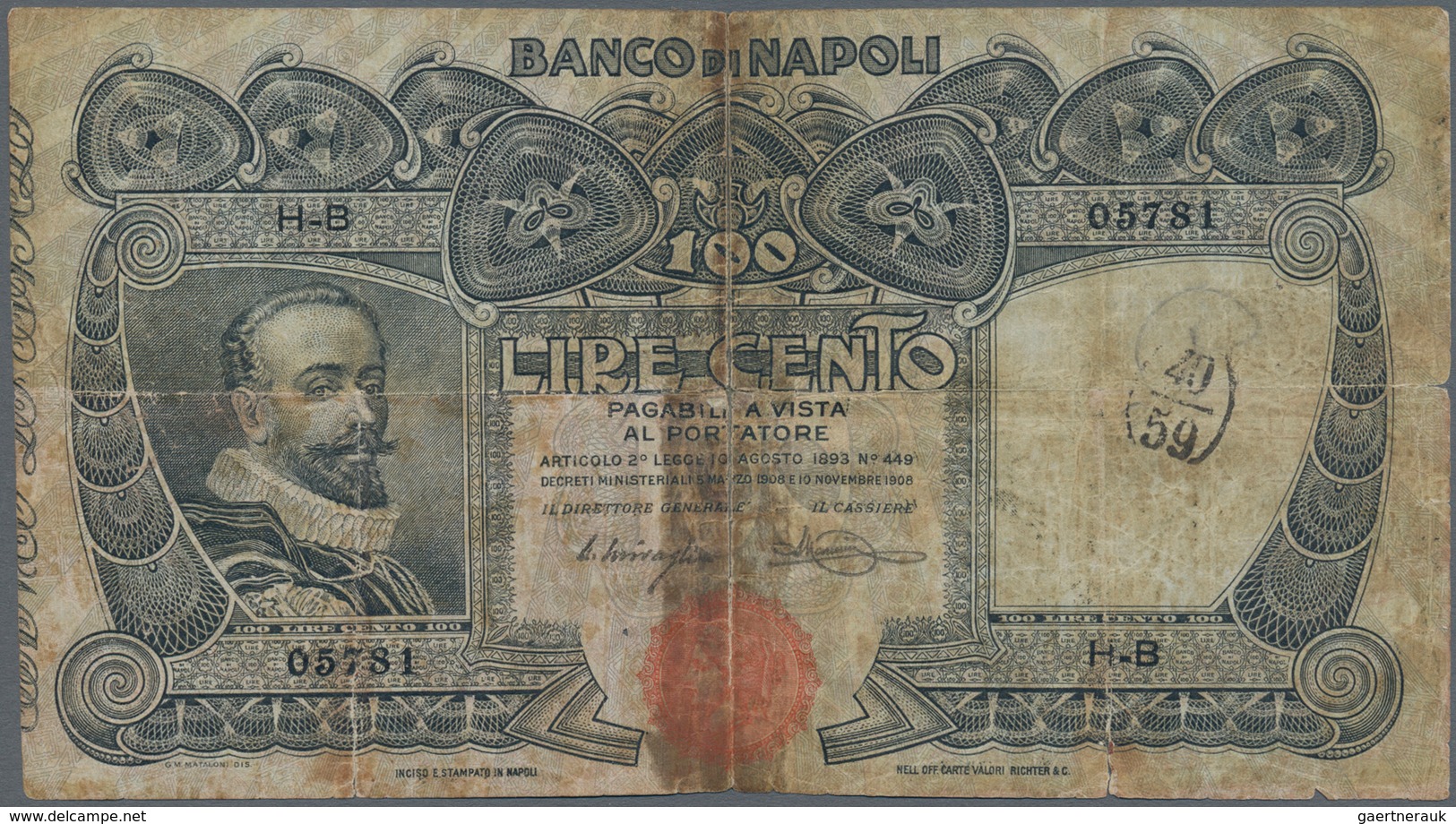 Italy / Italien: Set Of 3 Pcs 100 Lire 1911 "Banco Die Napoli" P. S857 In Used Condition, One With O - Andere & Zonder Classificatie