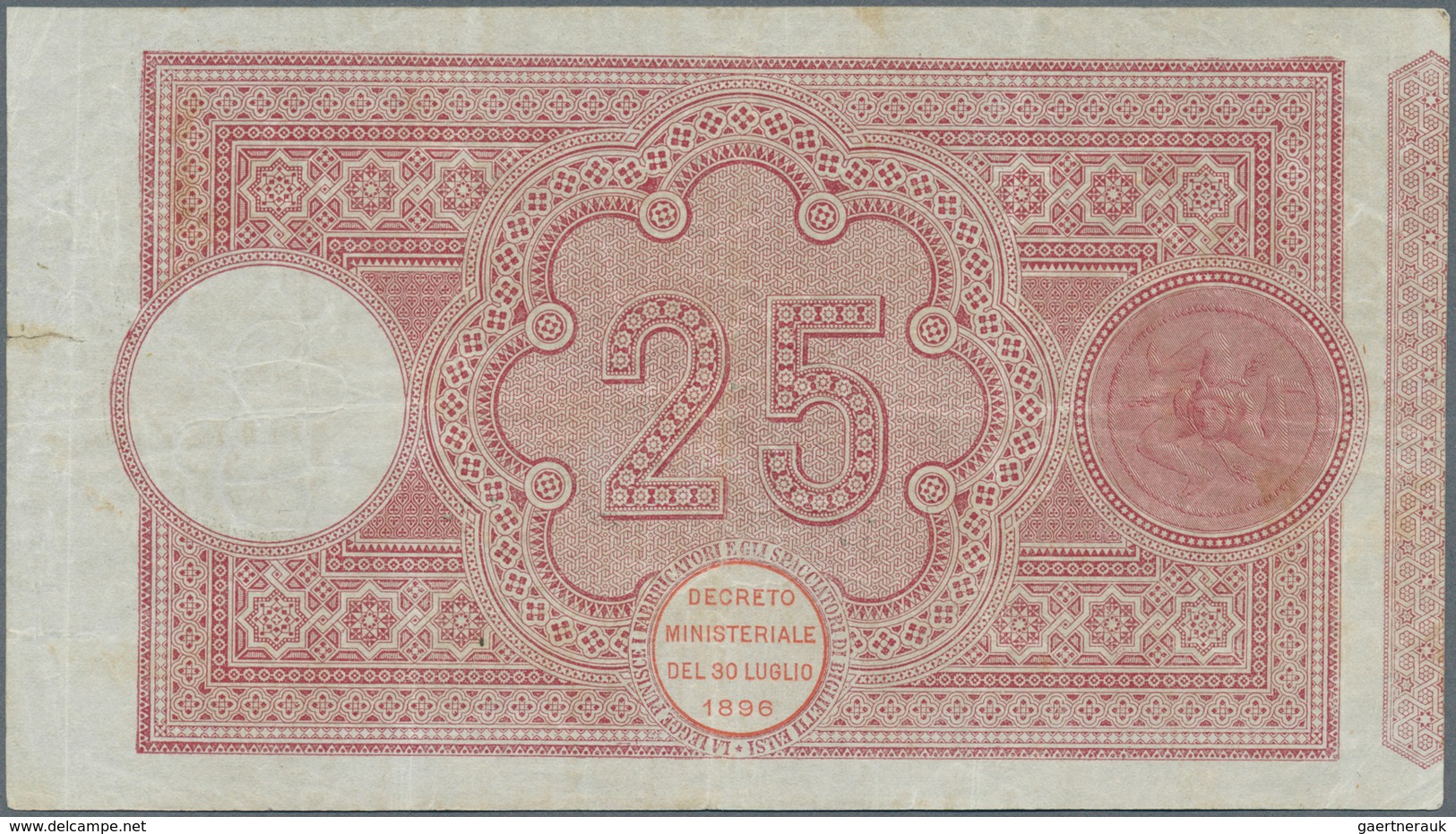 Italy / Italien: Banco Di Sicilia 25 Lire 1918 P. S895, Used With Light Folds In Paper, One 1cm Bord - Andere & Zonder Classificatie