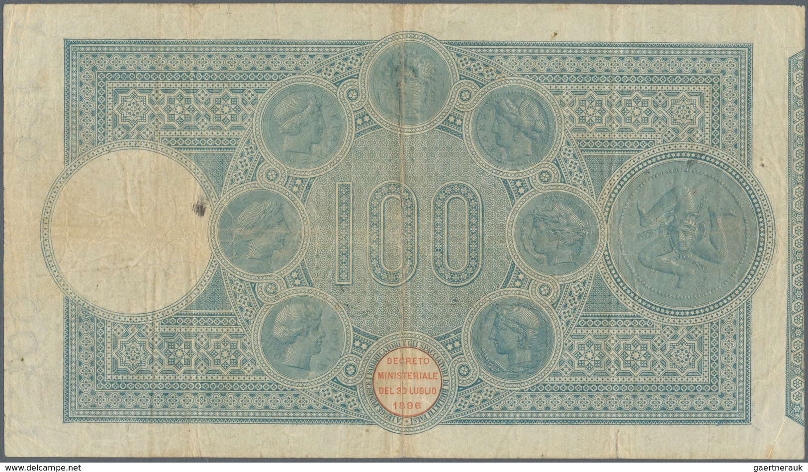 Italy / Italien: Banco Di Sicilia 100 Lire 1909 P. S897, Used With Folds, Several Folds And Creases - Andere & Zonder Classificatie