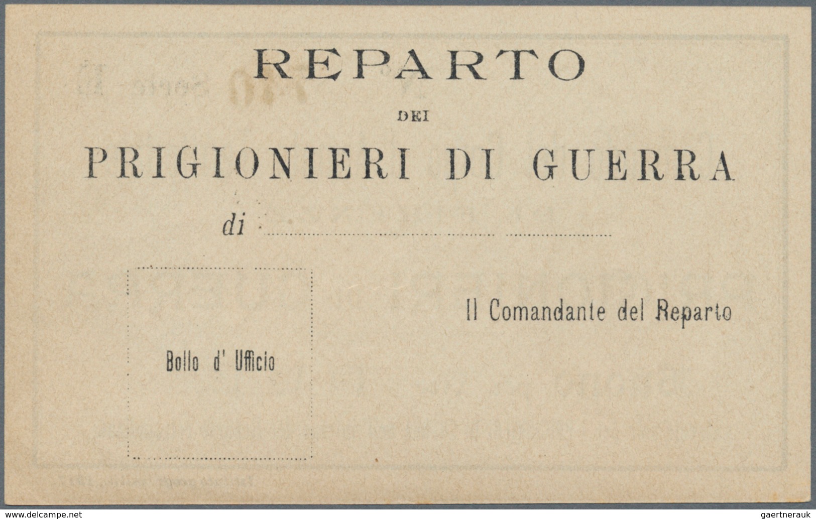 Italy / Italien: P.O.W. Money "Comando Del Corpo D'Armata Territoriale" 2 Lire 1917 P. NL, Remainder - Autres & Non Classés