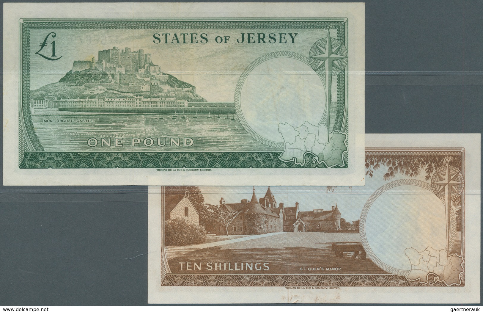 Jersey: Pair With 10 Shillings And 1 Pound ND(1963), P.7, 8a. 10 Shillings In AUNC Condition With A - Sonstige & Ohne Zuordnung