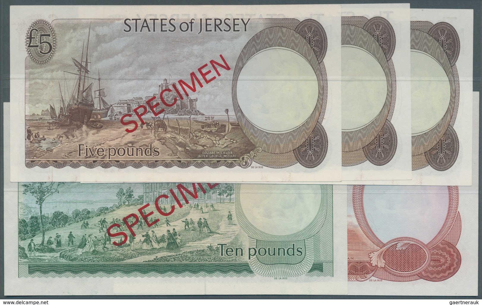 Jersey: Set With 5 Specimen Notes Of The 1970's/80's Series Containing 5 Pounds Specimen  With Signa - Sonstige & Ohne Zuordnung